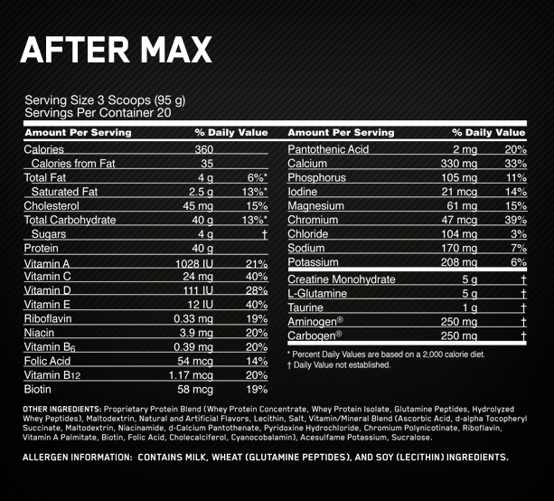 Optimum Nutrition After Max