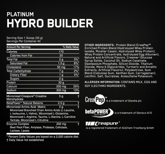 Optimum Nutrition Platinum HydroBuilder