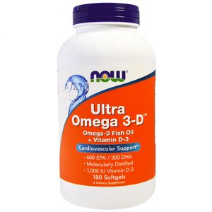 NOW Ultra Omega-3 + Vit D-3 (180 капсул)