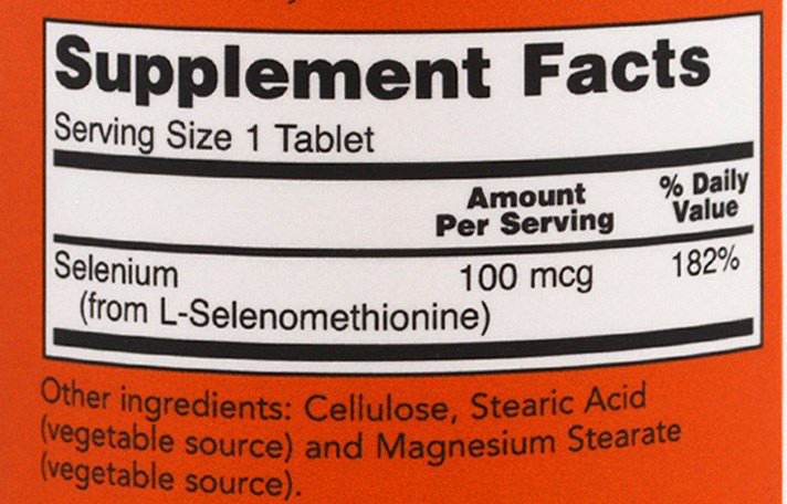 Состав Now Foods Селениум 100 мг